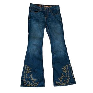 Cruel girl Hannah embroidered flare leg jeans 3 short petite 26